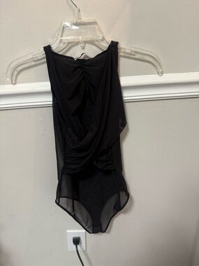 Zara Black Draped Mesh Bodysuit